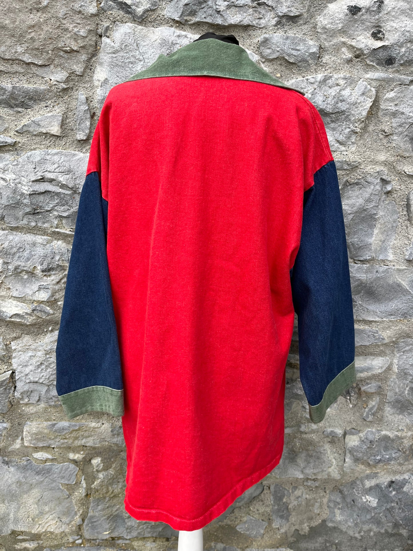 80s red denim shirt M/L