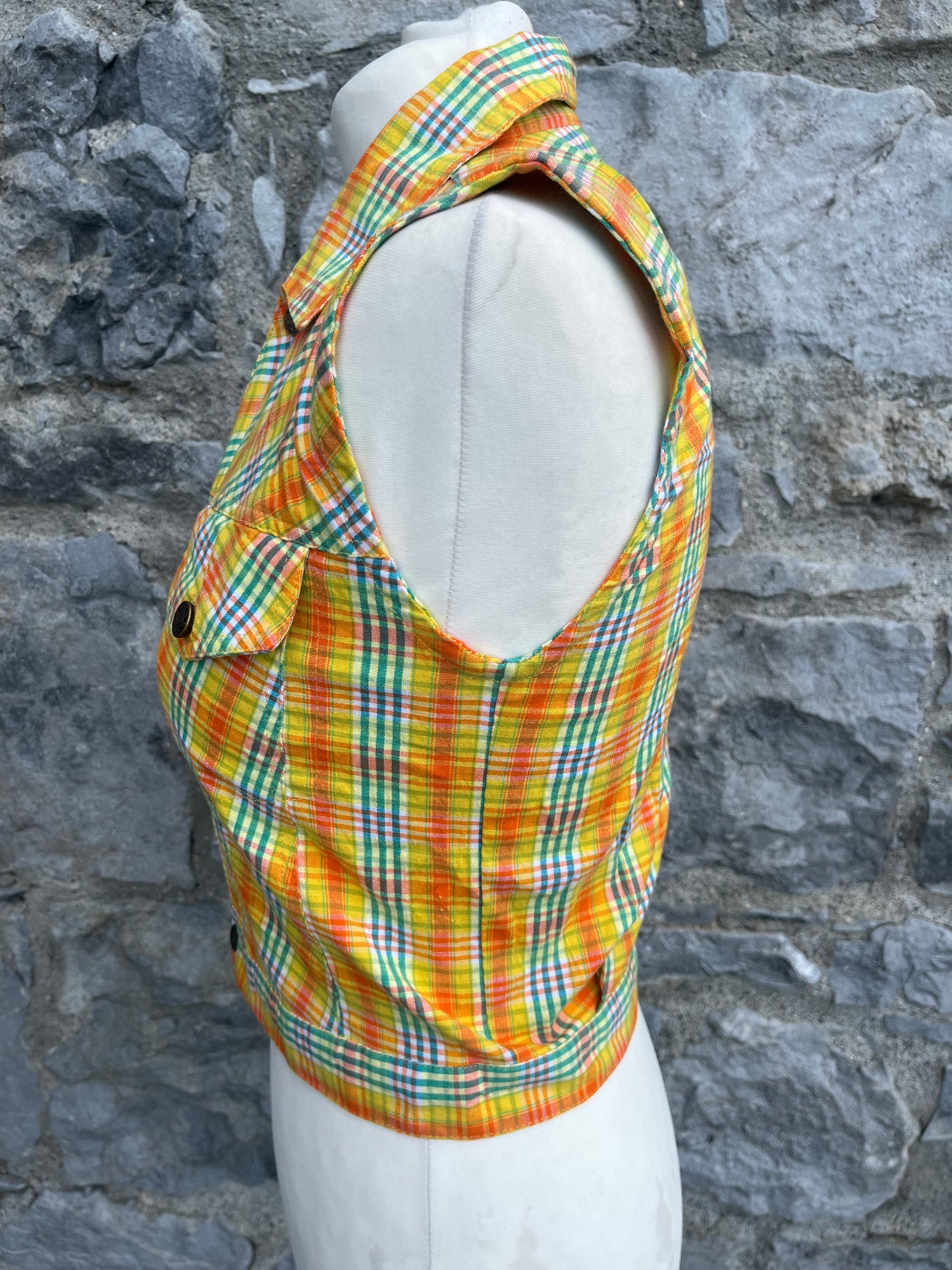 Yellow&green check top uk 6-8