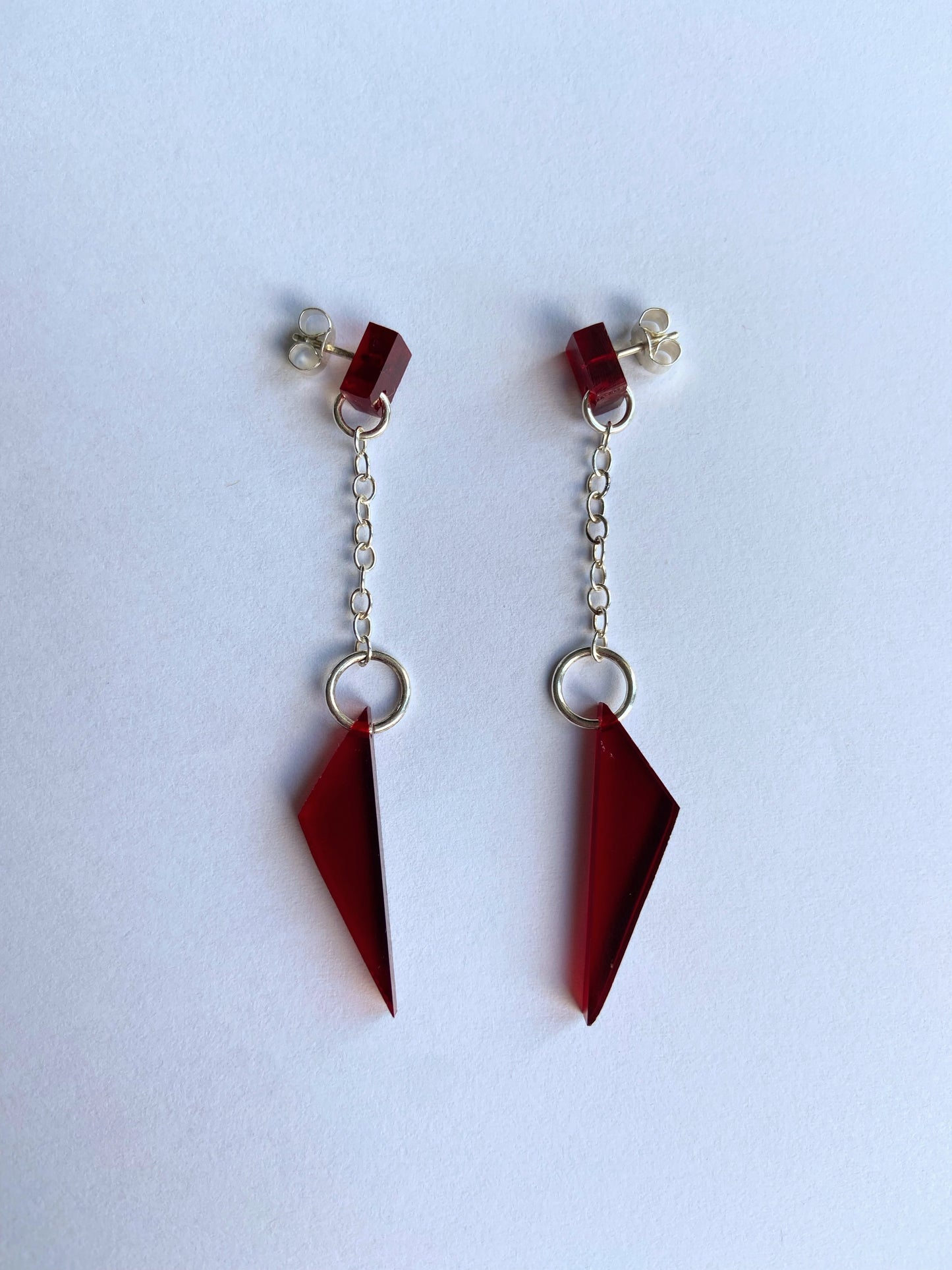 Red chain earrings