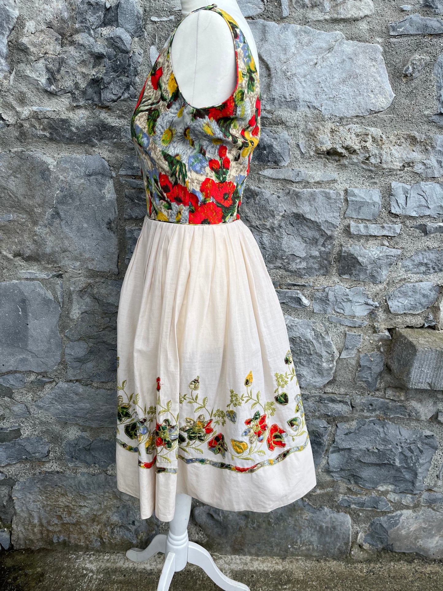 80s folk floral dress uk 6-8