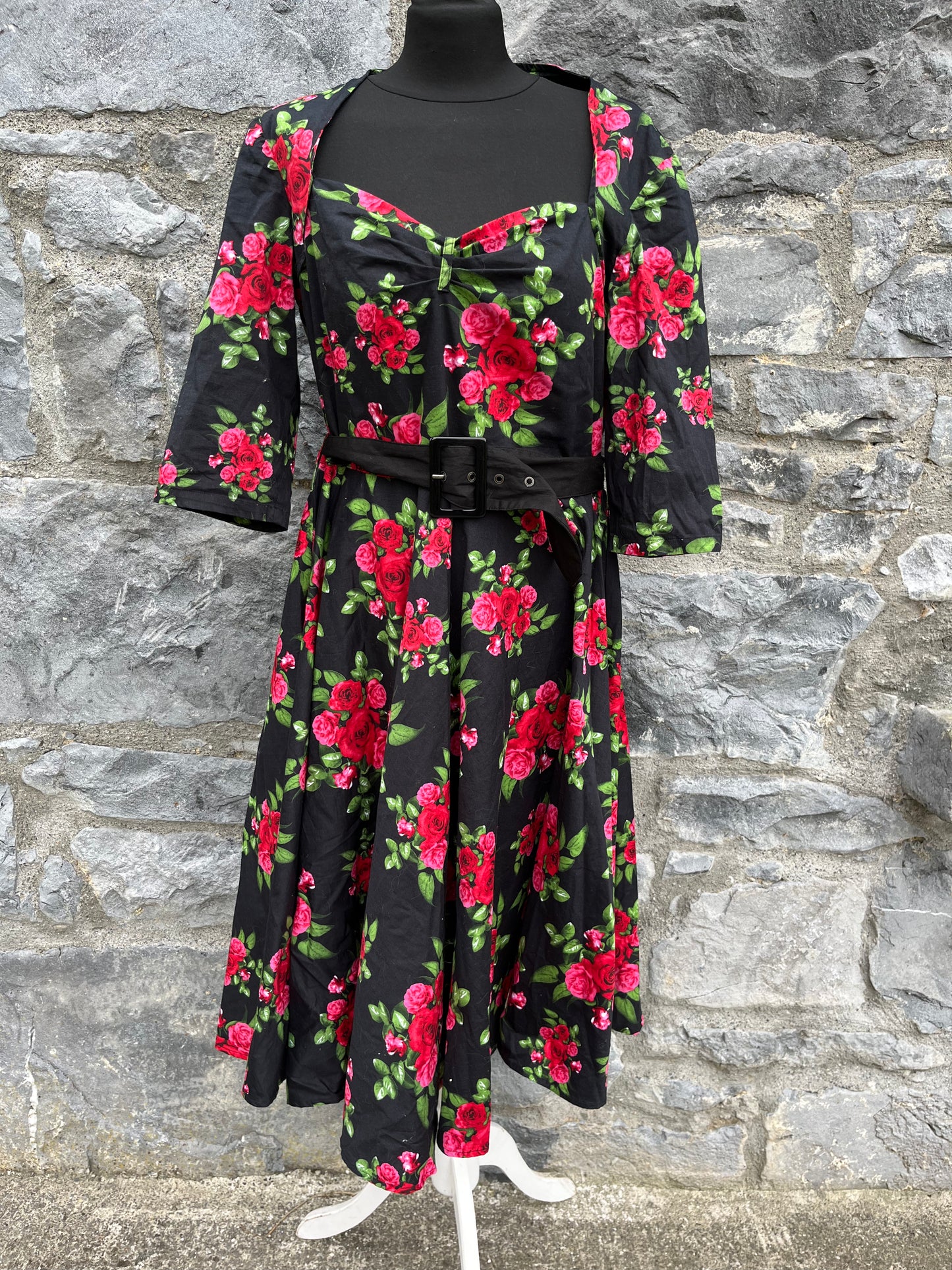 50s style roses dress uk 14