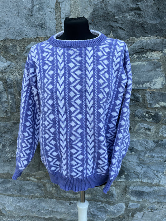 80s blue geometric jumper uk 10-12