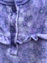 Load image into Gallery viewer, Purple velour dungarees  2-4m (62cm)
