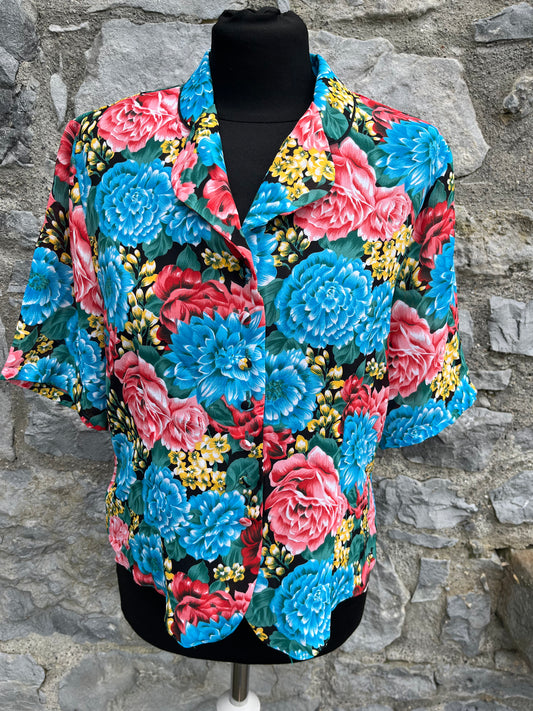 80s big flowers shirt uk 10-12