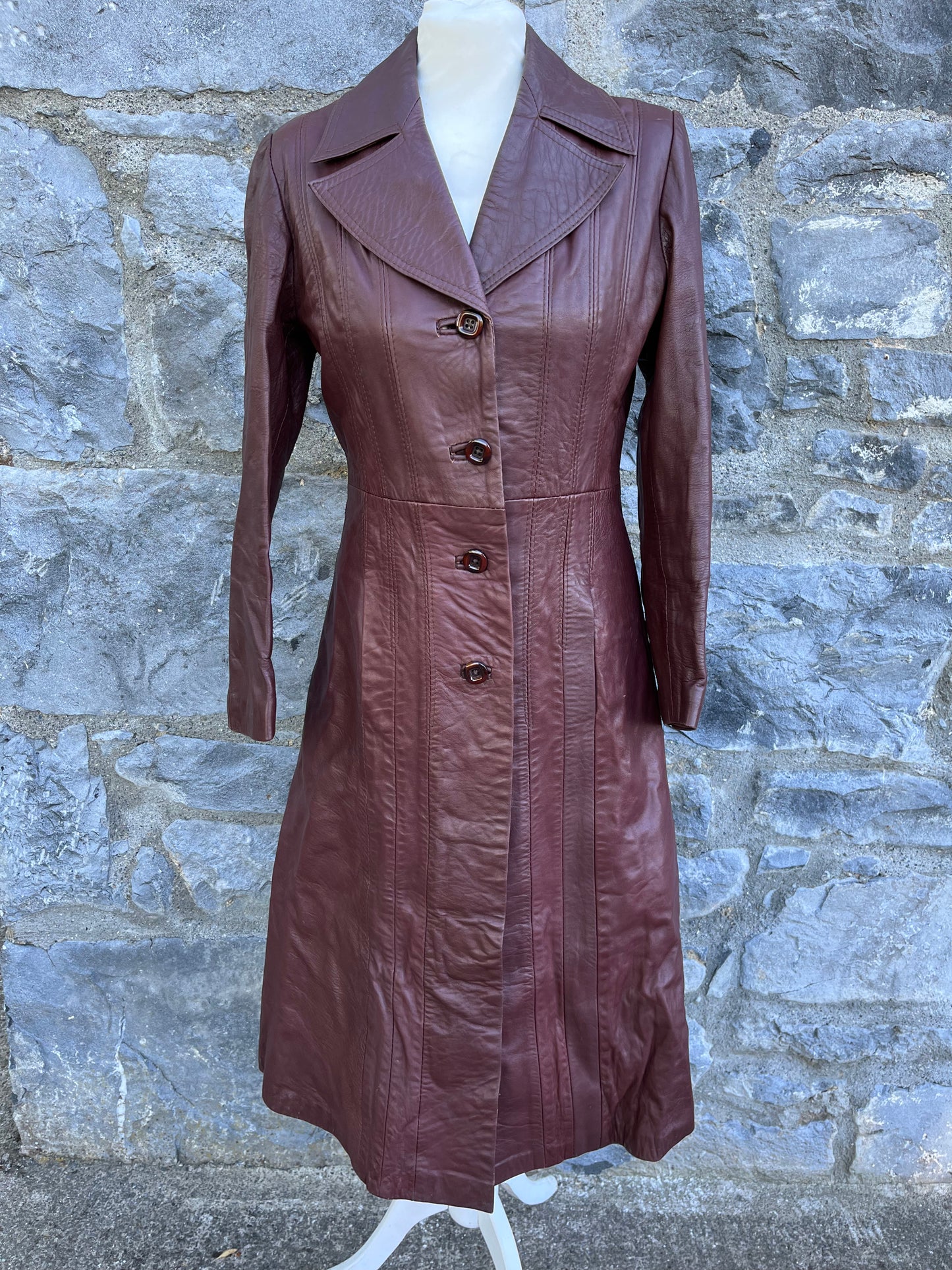 Brown leather coat uk 6-8