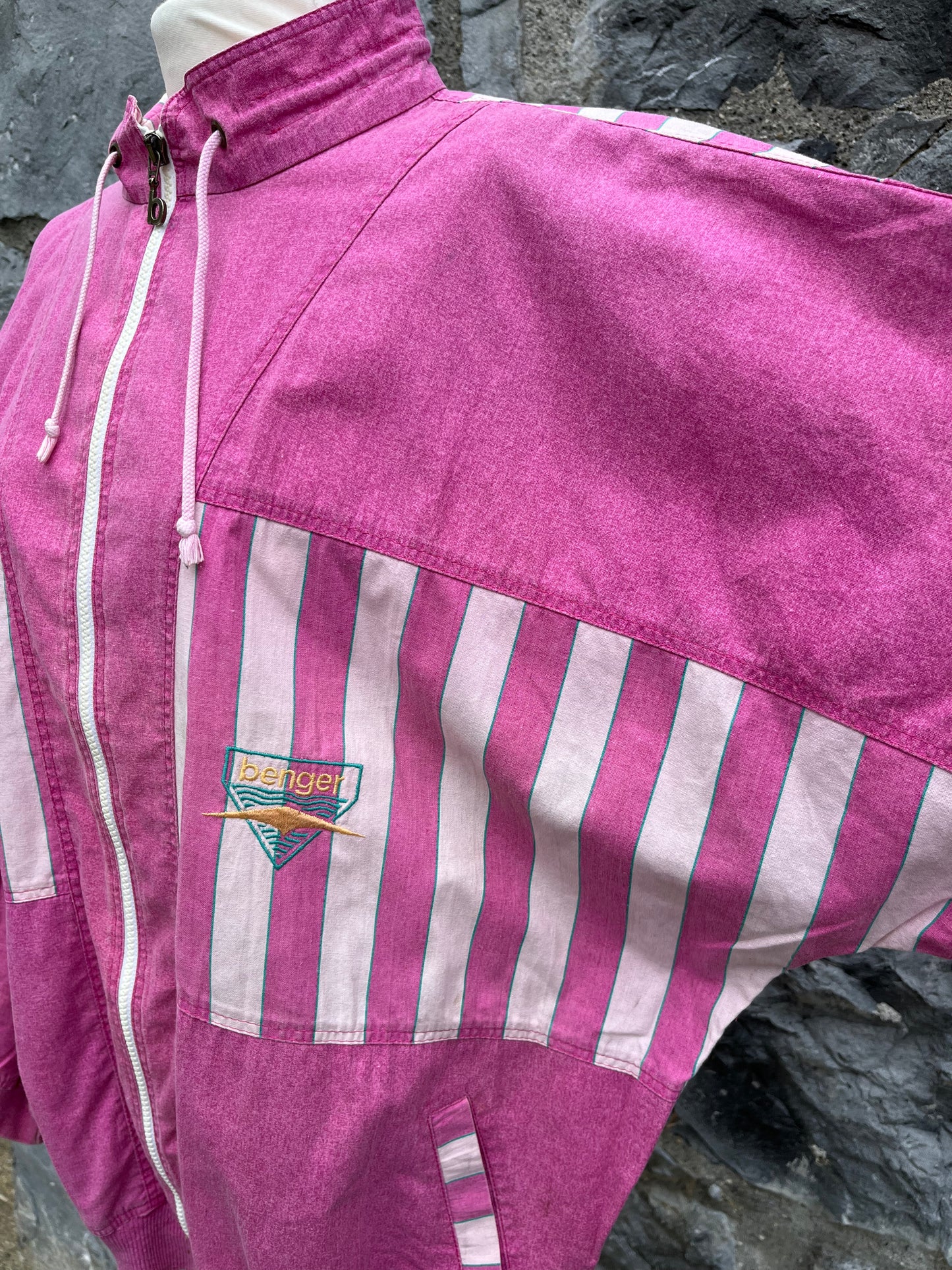 80s pink stripy jacket S/M