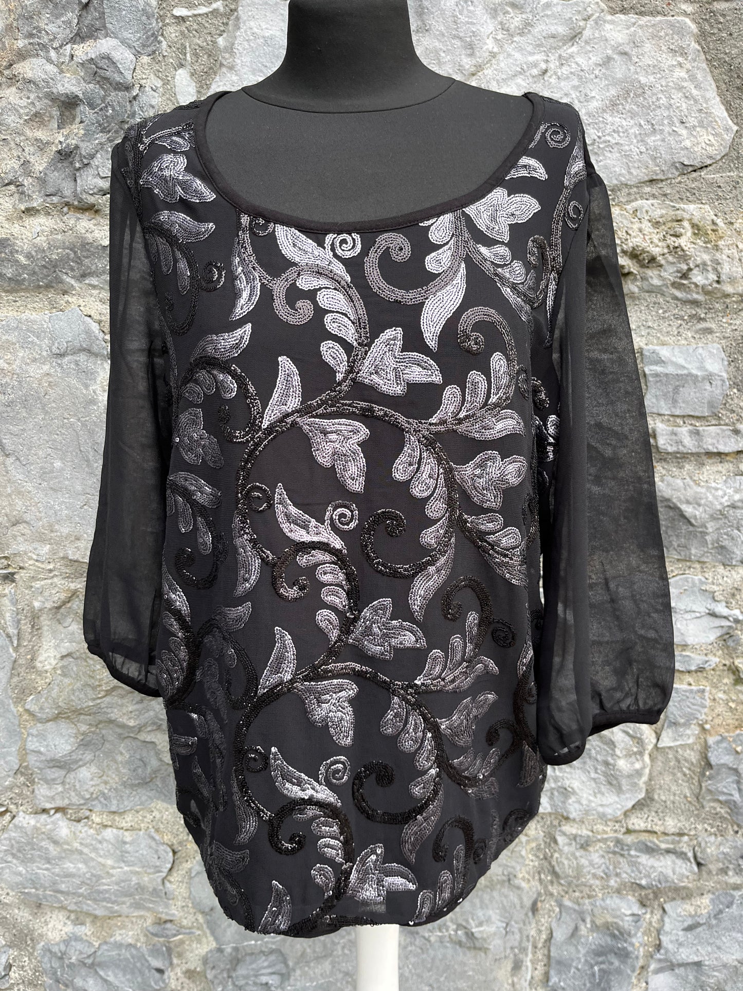 Black sequin top uk 12