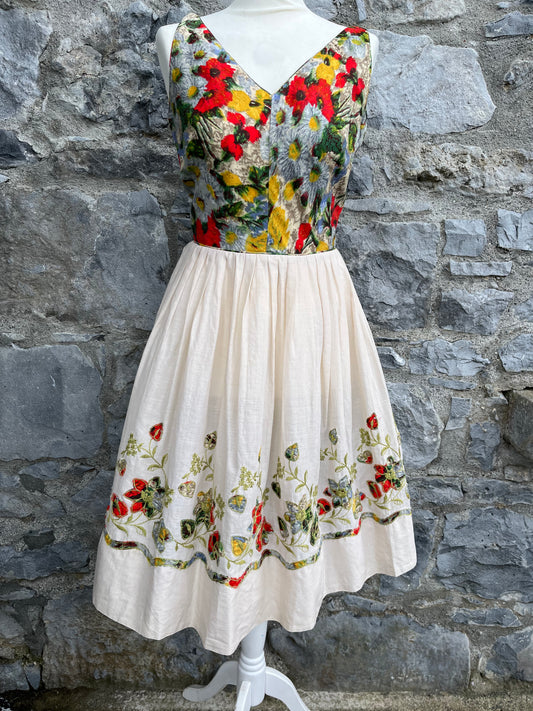 80s folk floral dress uk 6-8