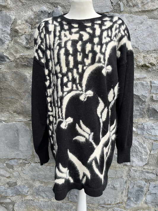 80s Black&white tunic uk 12-16