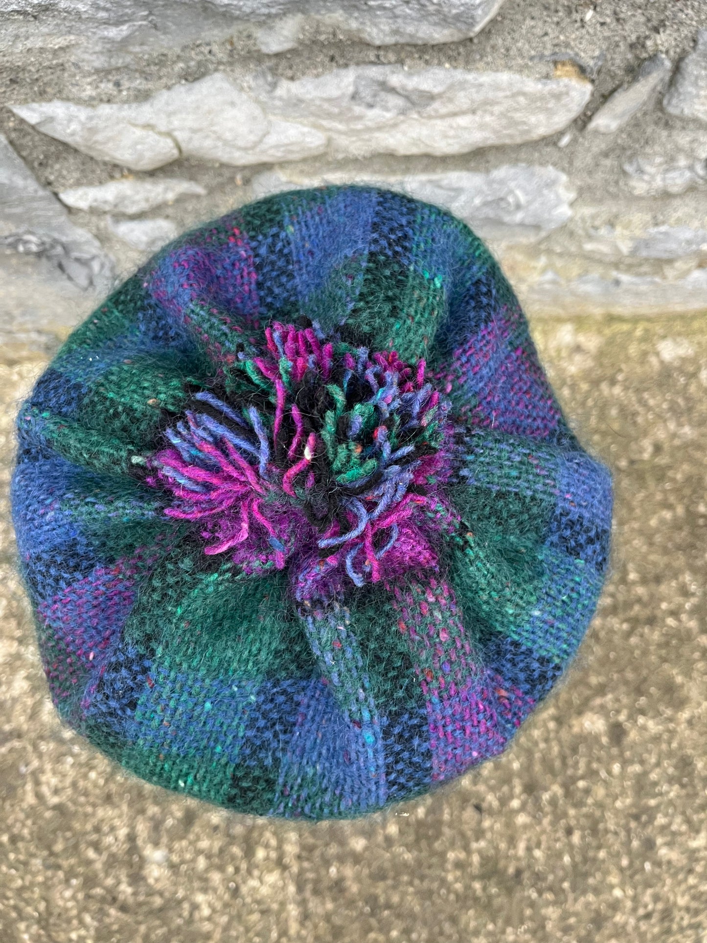 Teal&purple Mohair hat