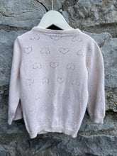 Load image into Gallery viewer, Light pink hearts cardigan  6-9m (68-74cm)
