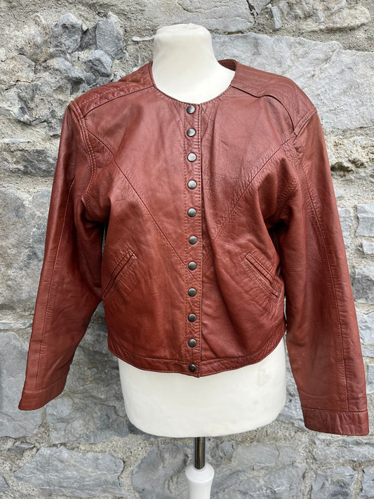 Brown leather short jacket uk 10