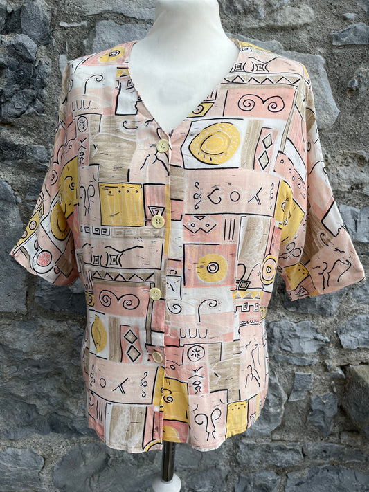 Beige patchwork shirt uk 12