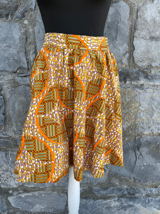 Orange African print skirt uk 8