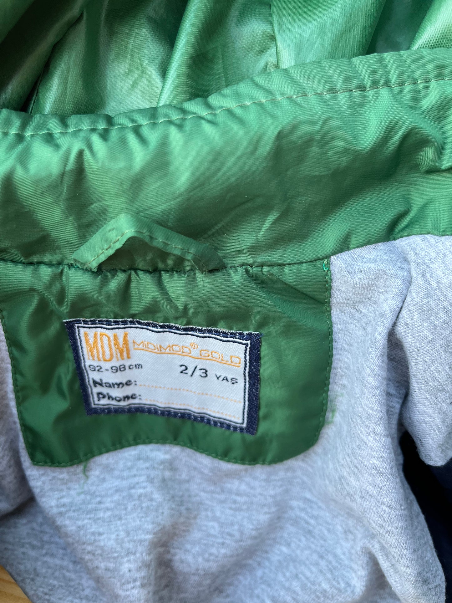 Green baseball jacket  2-3y (92-98cm)