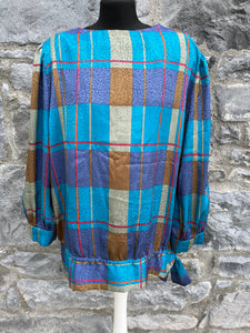 80s blue check top uk 12-14