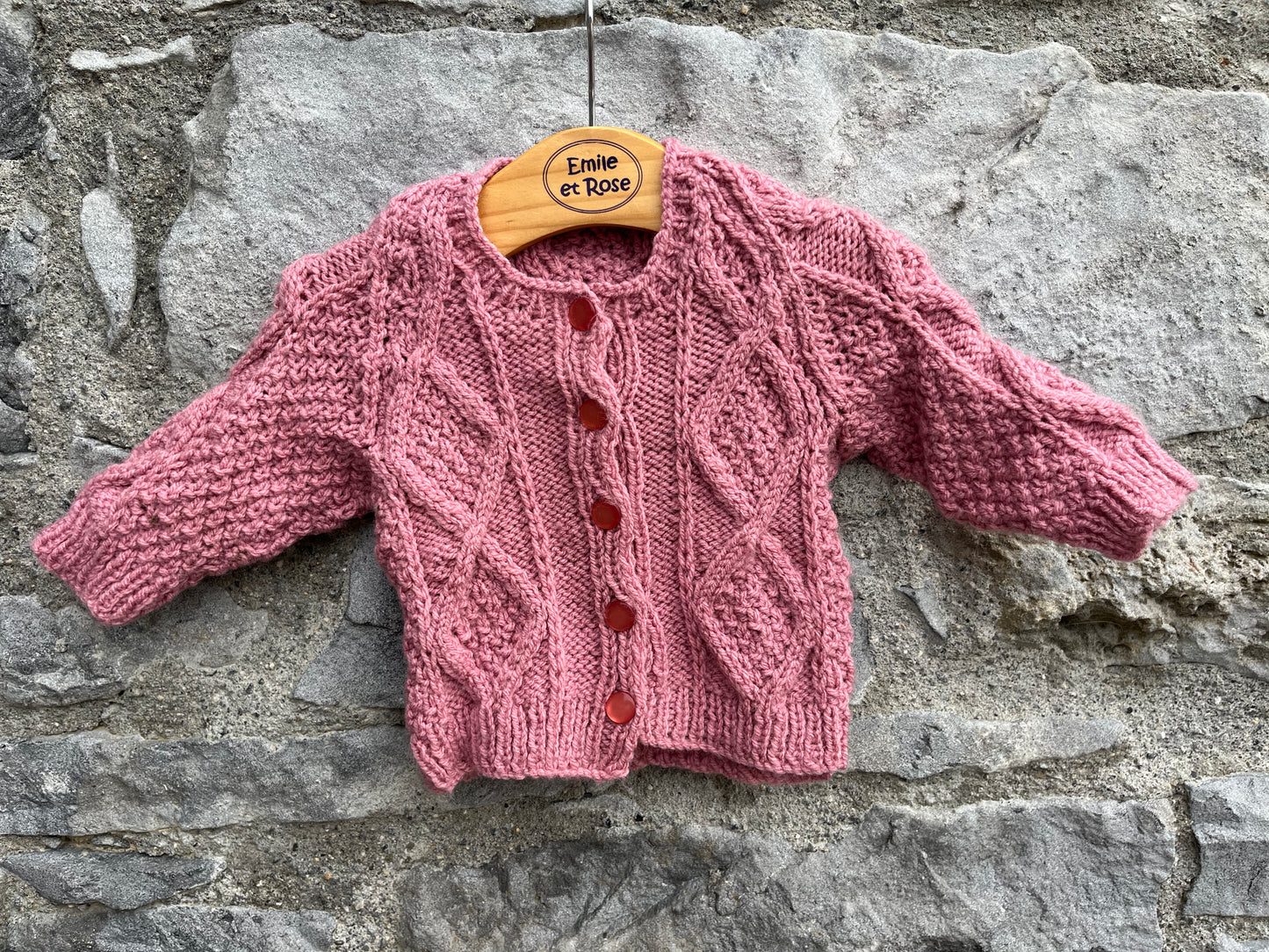 Cable pink cardigan   0-3m (56-62cm)