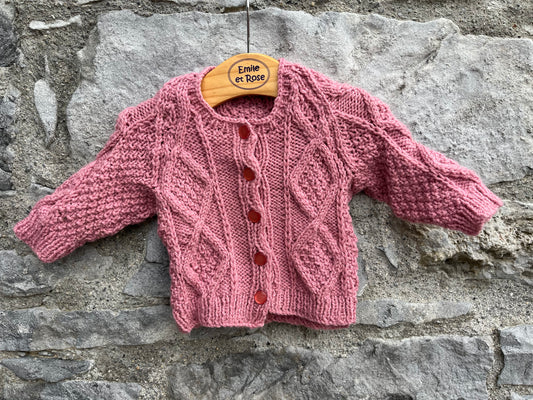 Cable pink cardigan   0-3m (56-62cm)