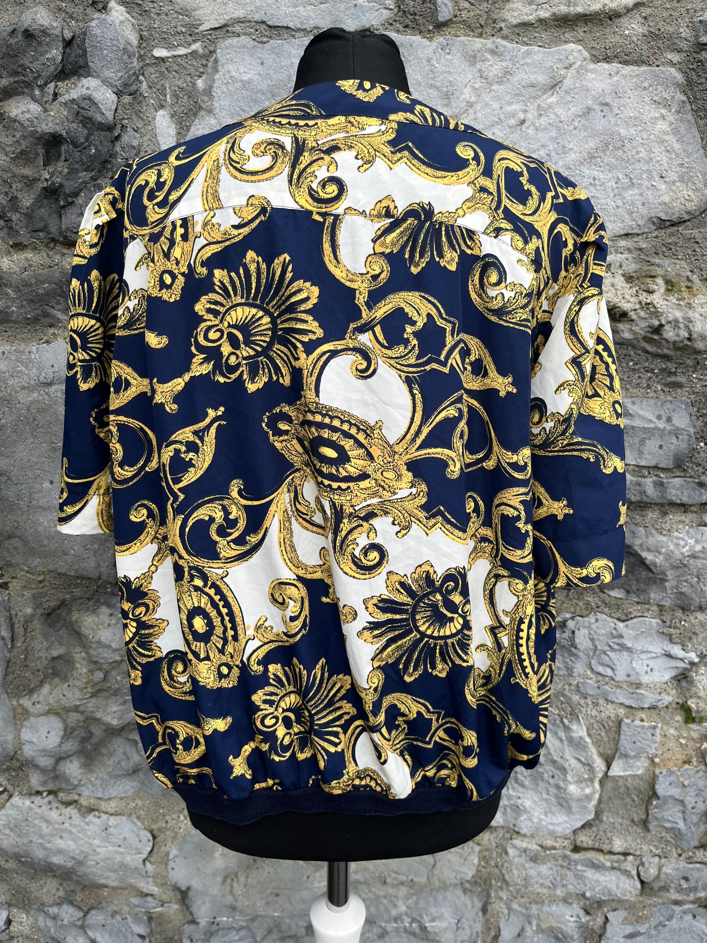 80s baroque print blouse uk 14-16