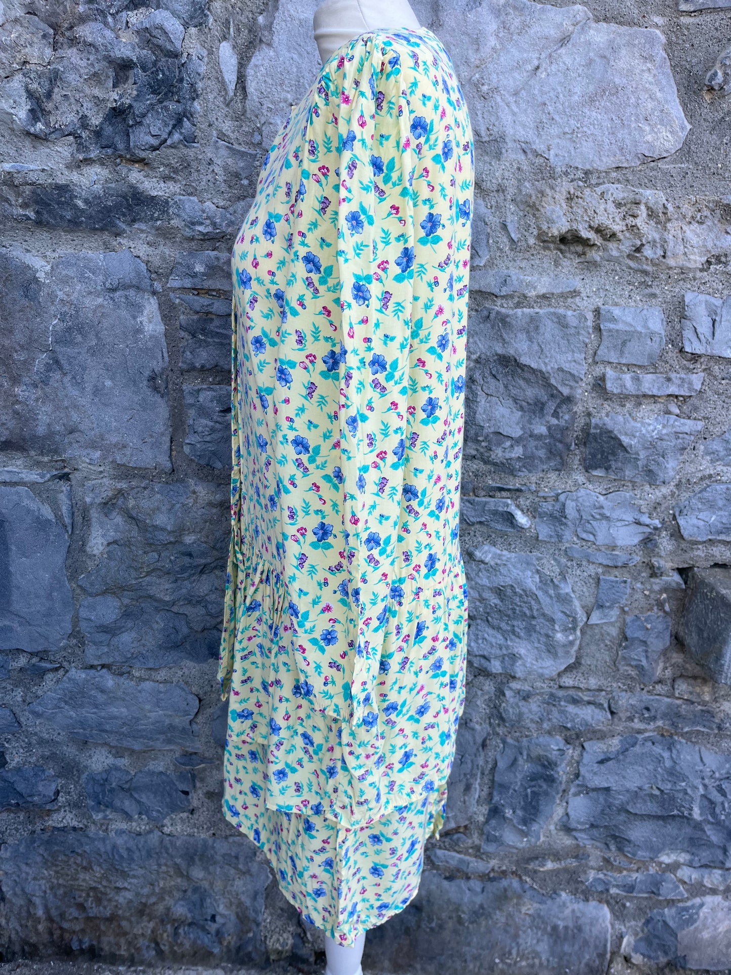 80s yellow floral dress uk 10