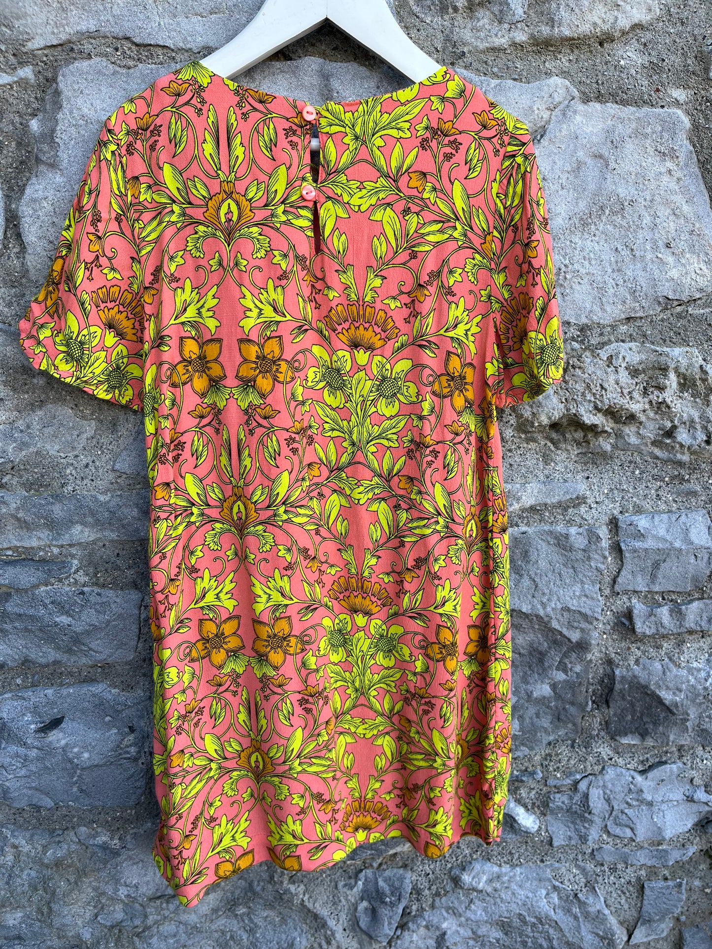 Lime&orange floral dress   7y (122cm)