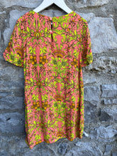 Load image into Gallery viewer, Lime&amp;orange floral dress   7y (122cm)
