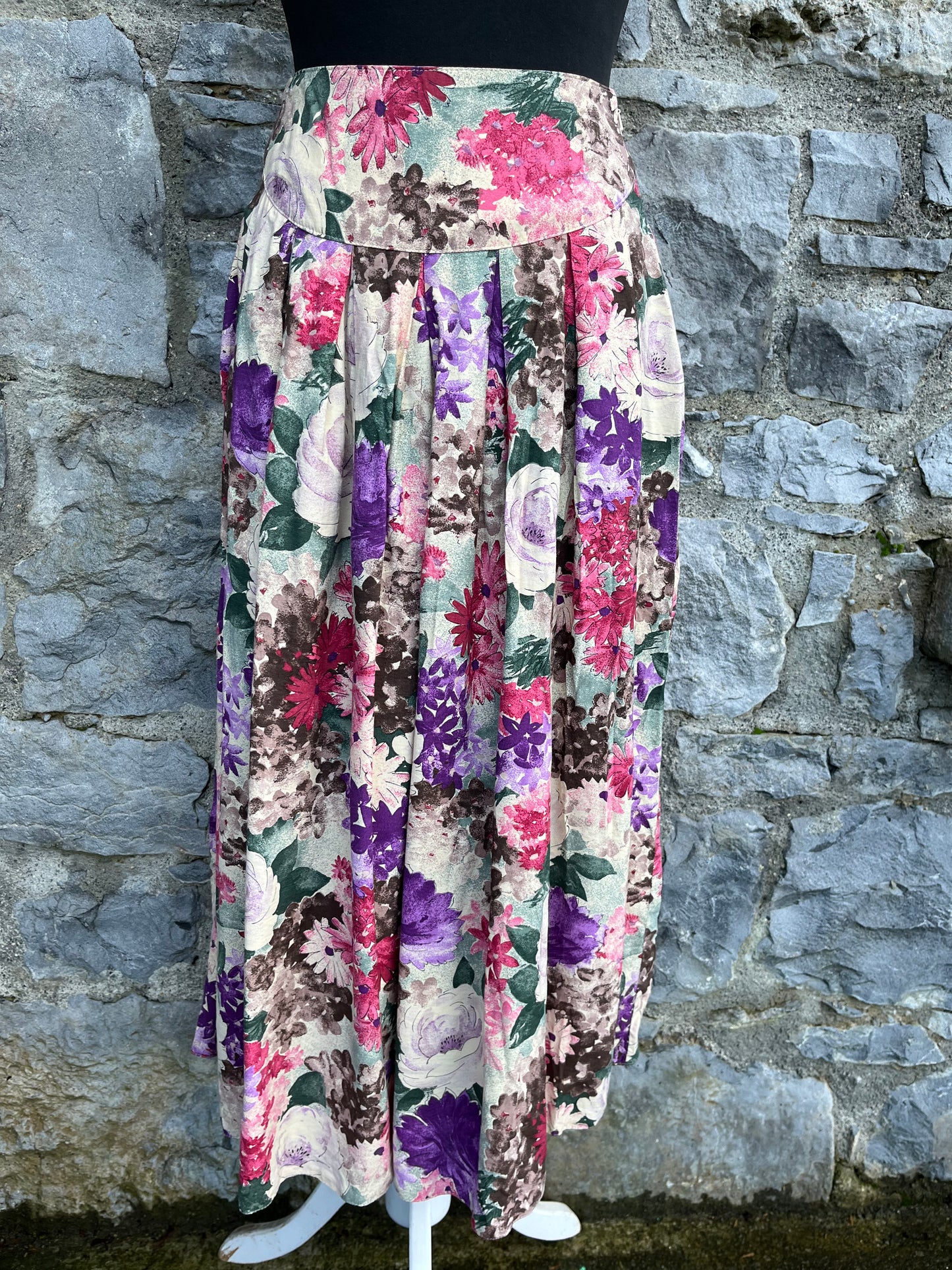 80s floral midi skirt uk 6