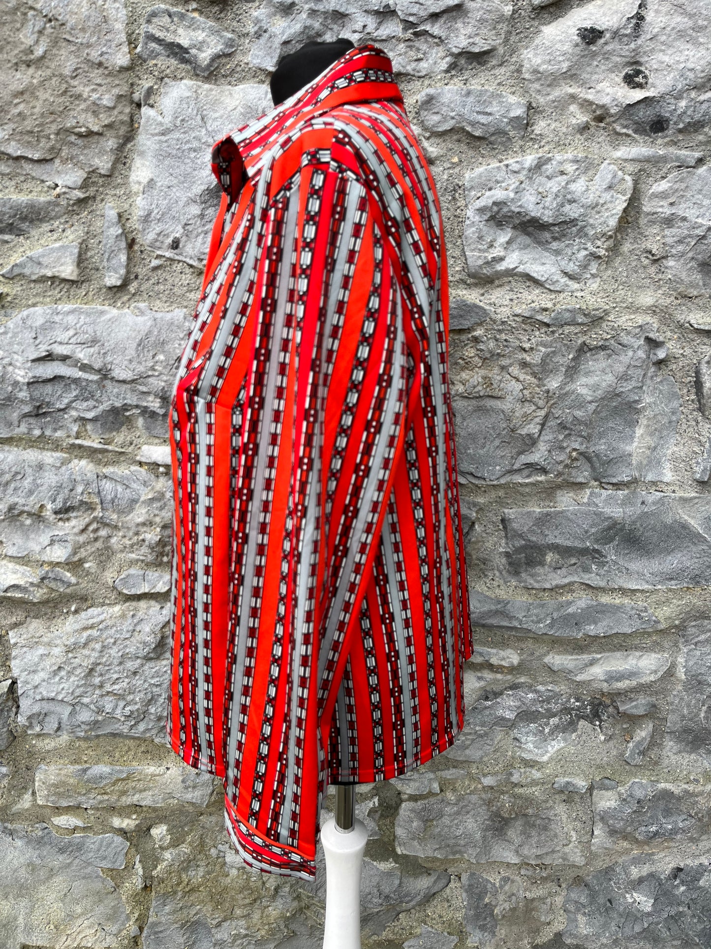 70s grey&red stripy shirt uk 12-14