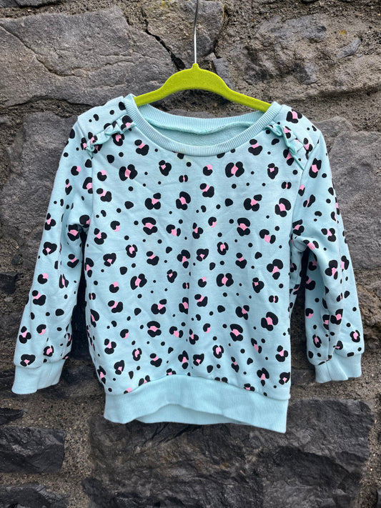 Blue leopard print sweatshirt   2-3y (92-98cm)