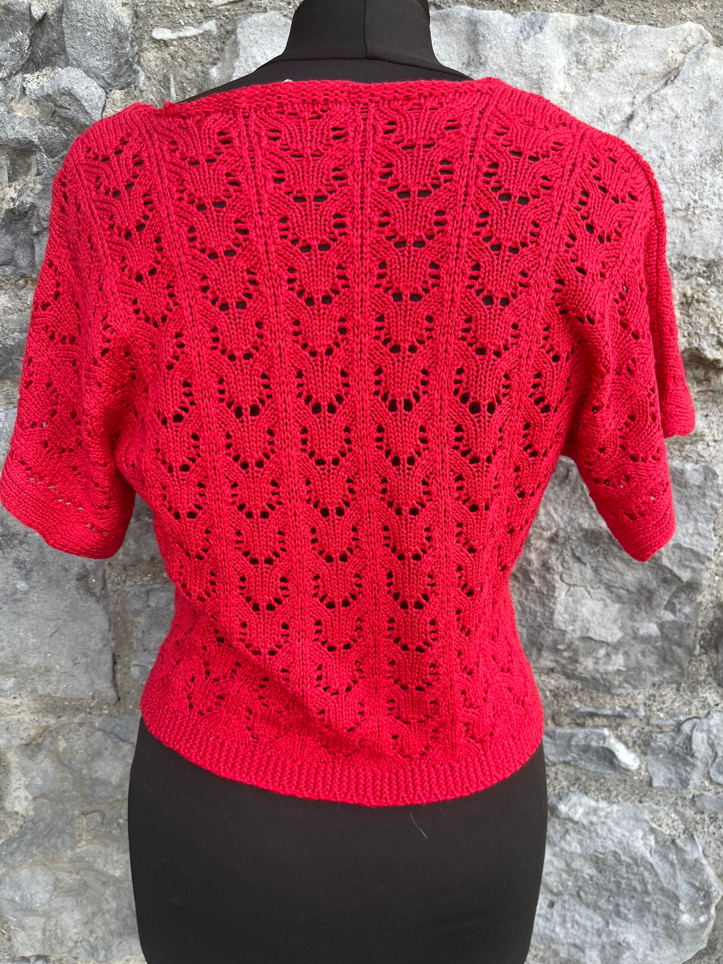 Pointelle red cardigan uk 8-10