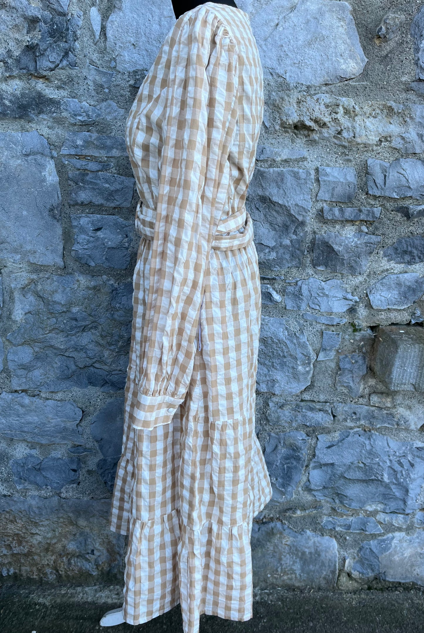 Beige check maxi dress uk 10